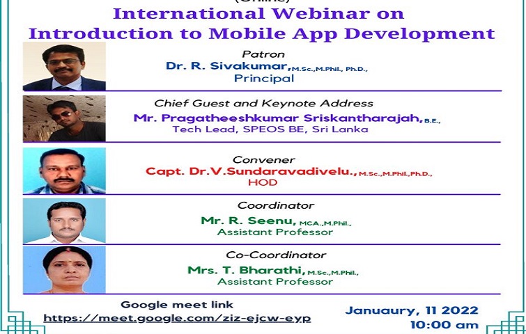 International Webinar on Introduction to Mobile Application Development on 11-01-2022