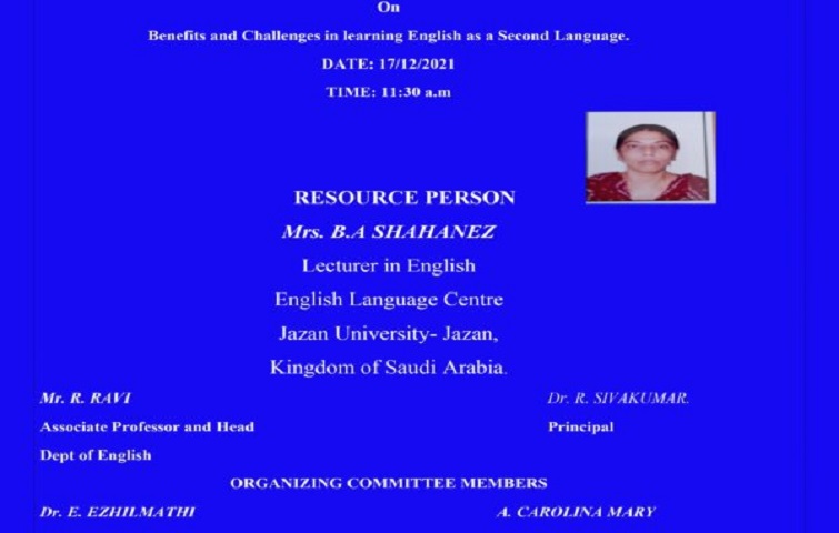 International Webinar On Benefits and Challenges in learning English as a Second Language